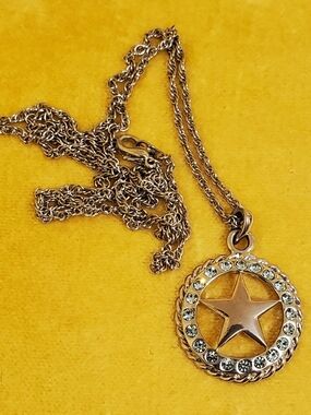 Silver-tone Star Pendant Necklace With Blue Accent Crystals